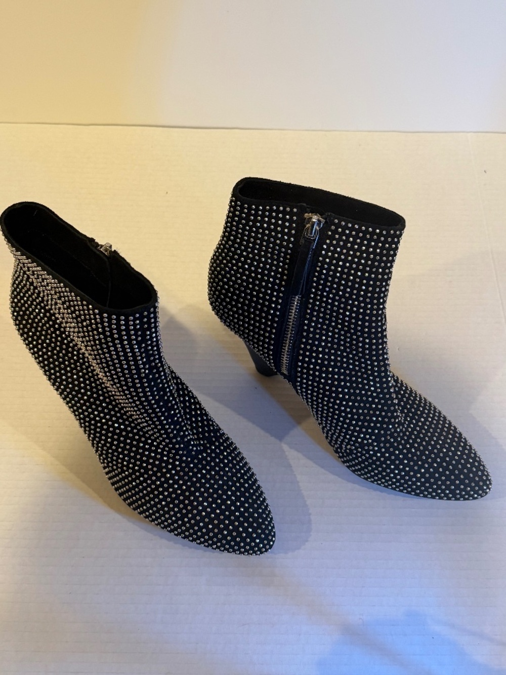 NEW- SILVER STUDDED BLACK BOOTIES